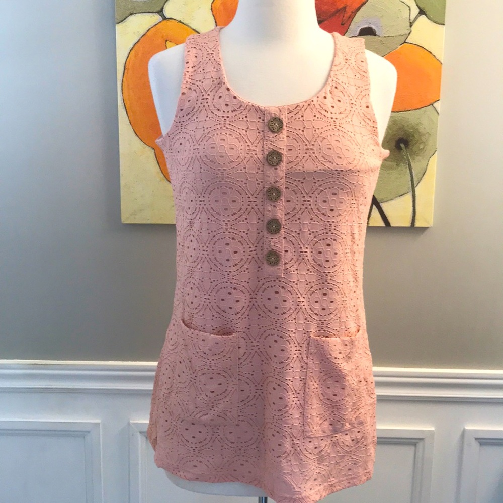 Nina Leonard lace tunic size S light pink